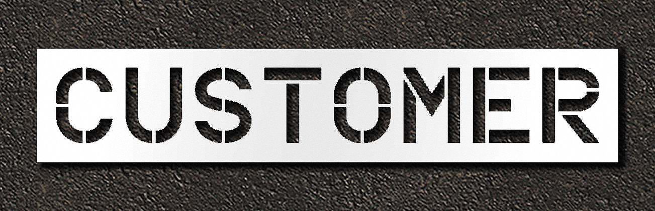 Individual Stencil: Customer, 0.063 in Thick, 18 in Overall Ht, 92 in Overall Wd, Highway Gothic