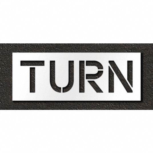 Turn, 0.063 in Thick, Pavement Stencil - 29EL40|STL-116-71219 - Grainger