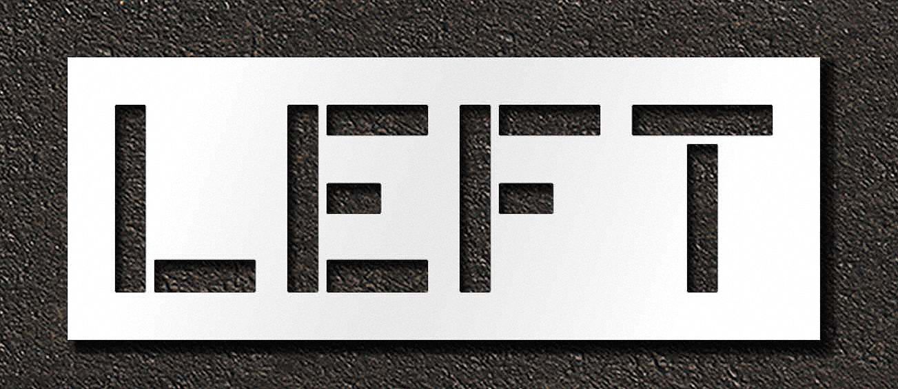 Individual Stencil: Left, 0.063 in Thick, 18 in Overall Ht, 48 in Overall Wd, Highway Gothic