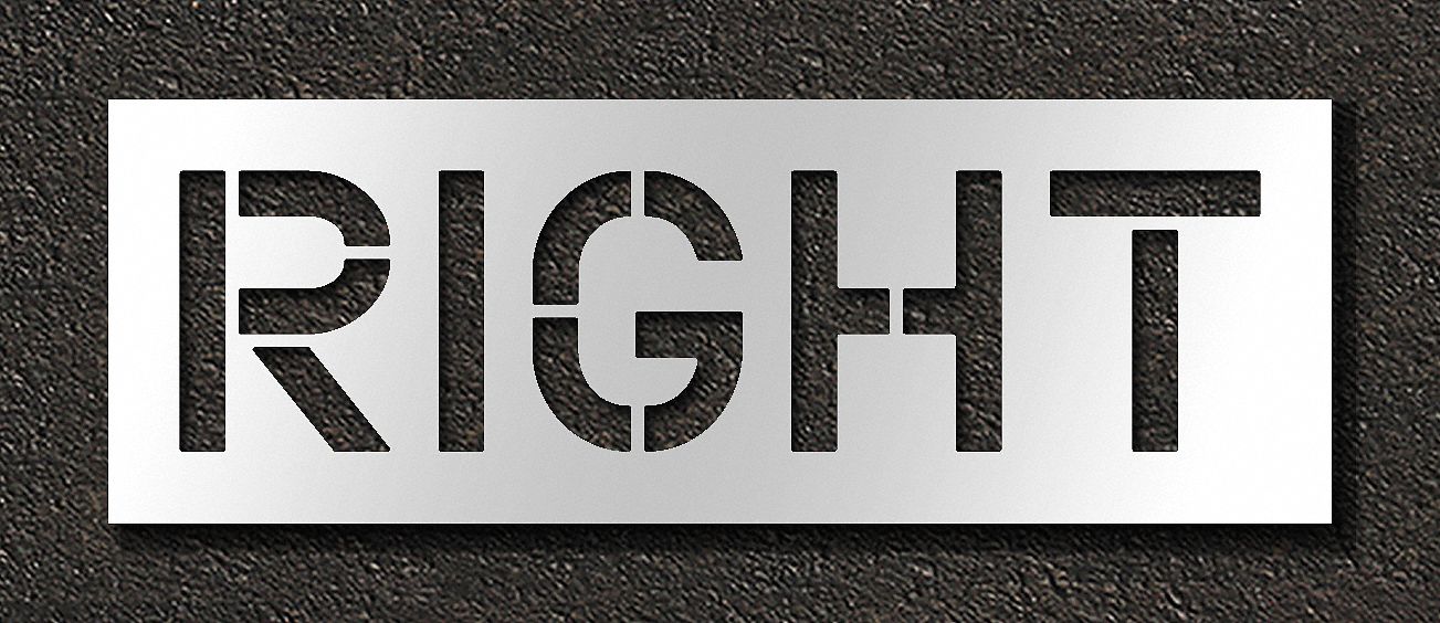 Individual Stencil: Right, 0.063 in Thick, 18 in Overall Ht, 52 in Overall Wd, Highway Gothic