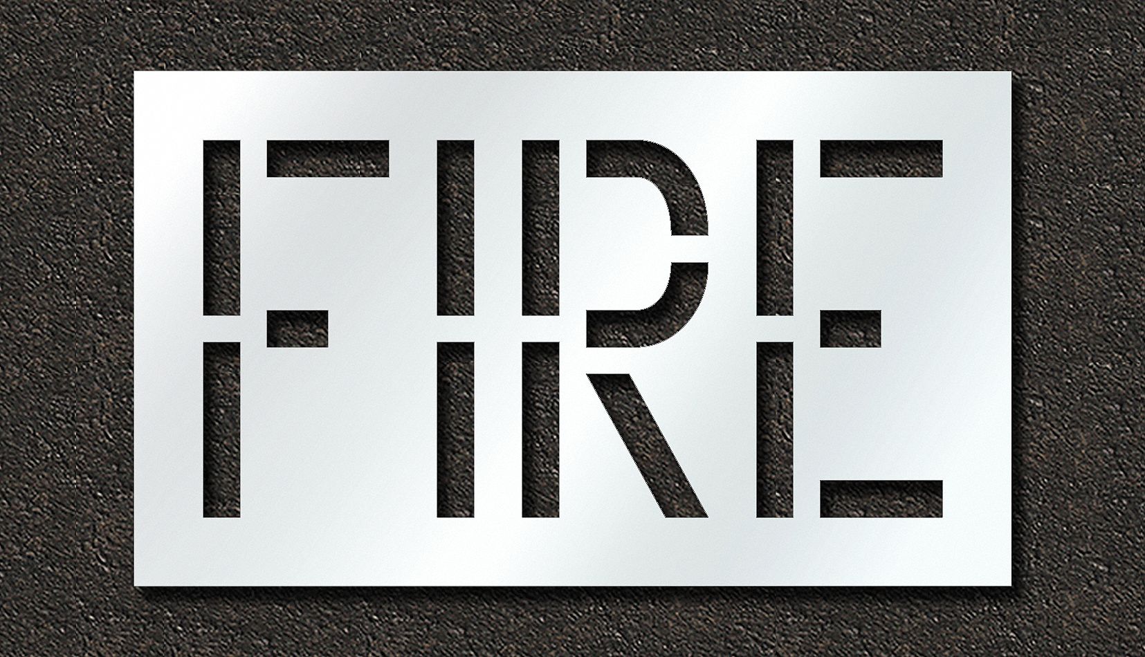 Individual Stencil: Fire, 0.06 in Thick, 24 in Overall Ht, 41 in Overall Wd, Highway Gothic, Message