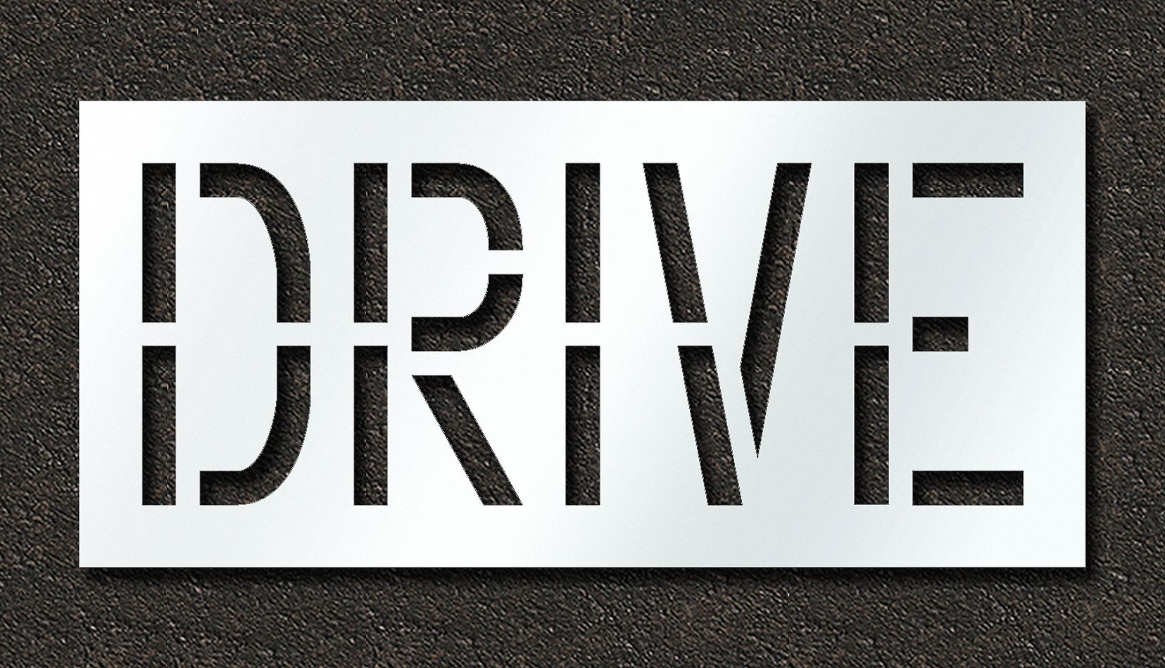 Individual Stencil: Drive, 0.06 in Thick, 24 in Overall Ht, 52 in Overall Wd, Highway Gothic