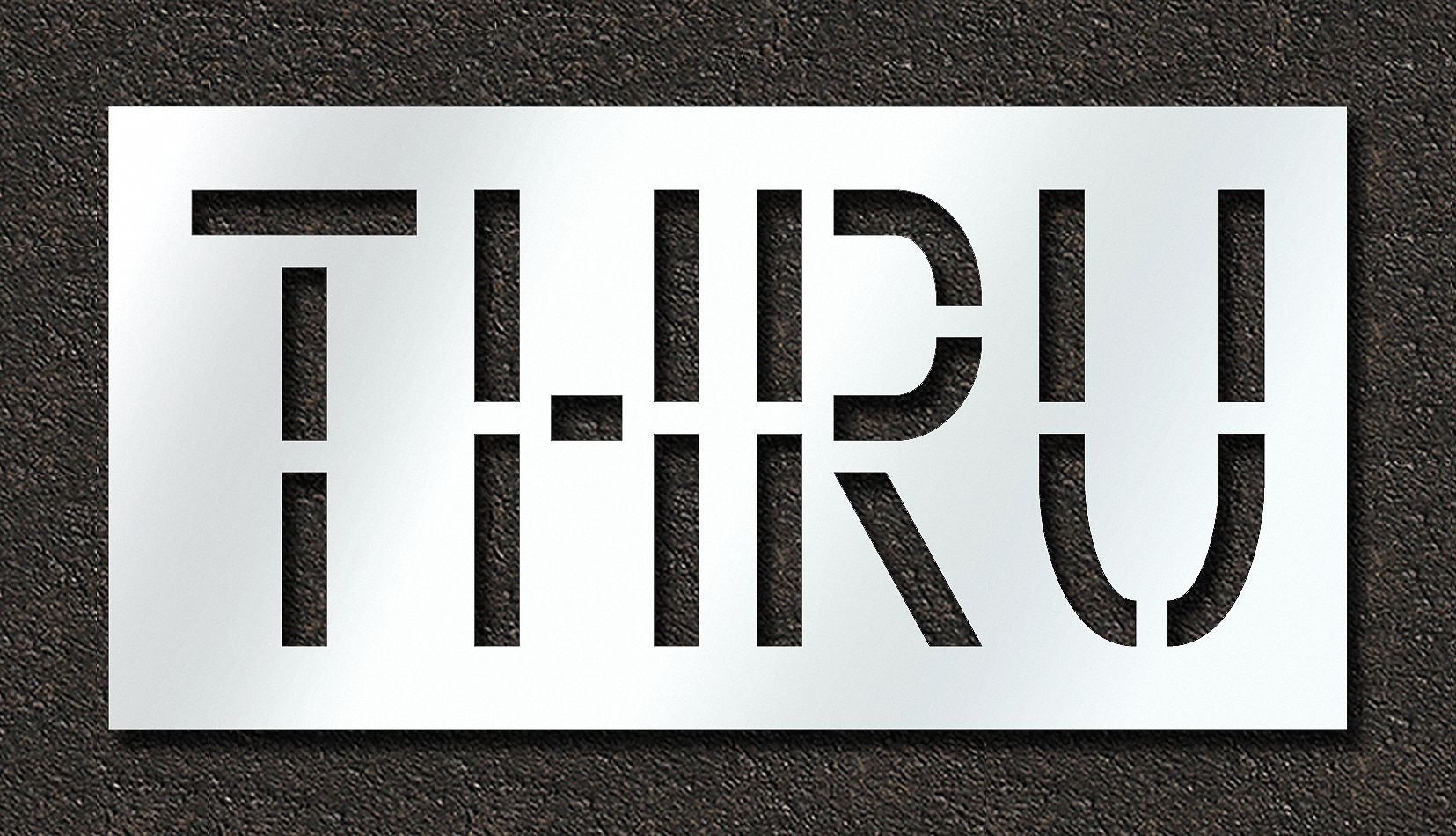 Individual Stencil: Thru, 0.06 in Thick, 24 in Overall Ht, 48 in Overall Wd, Highway Gothic, Message