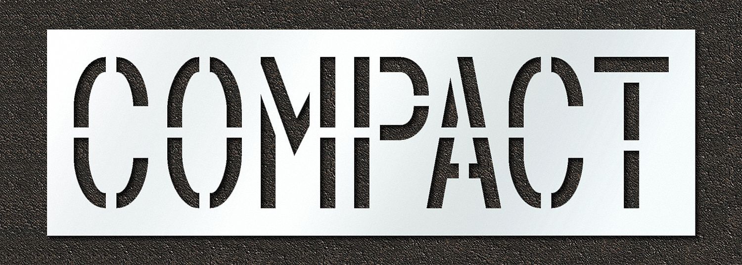 Individual Stencil: Compact, 0.06 in Thick, 24 in Overall Ht, 76 in Overall Wd, Highway Gothic