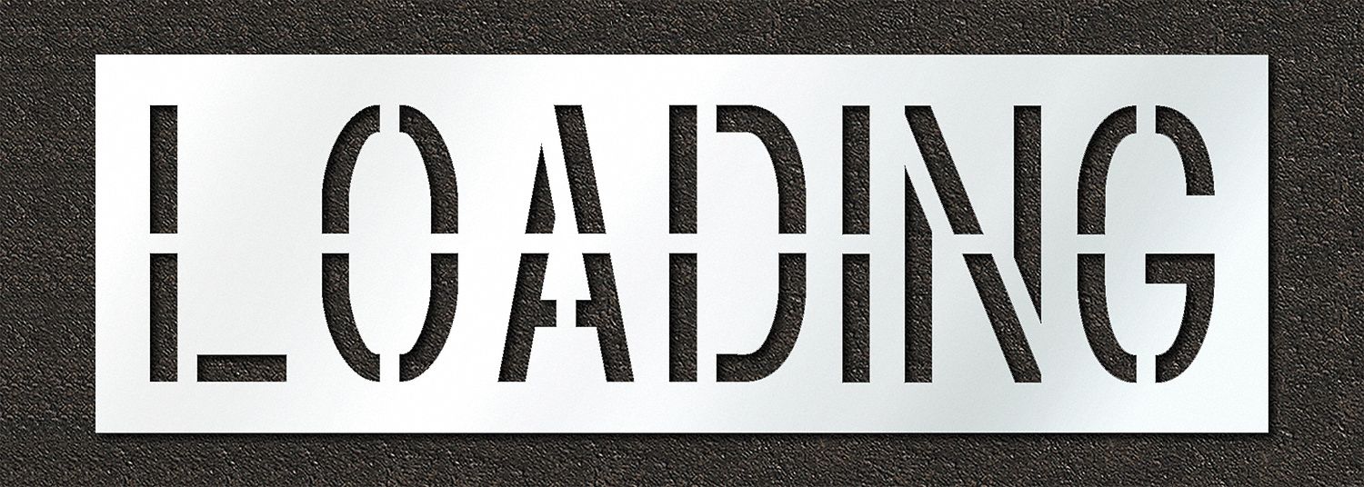 Individual Stencil: Loading, 0.06 in Thick, 24 in Overall Ht, 75 in Overall Wd, Highway Gothic