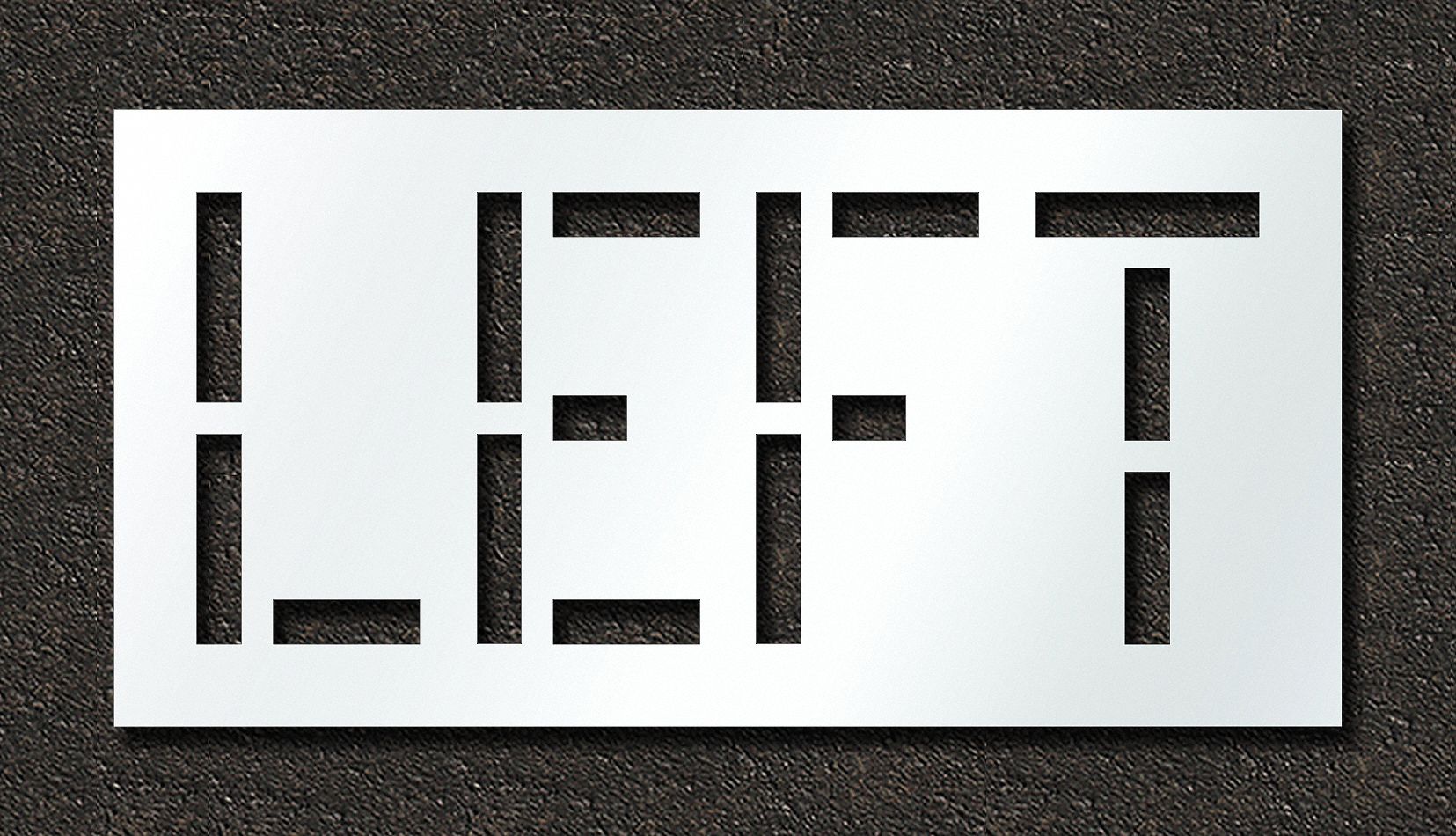 Individual Stencil: Left, 0.06 in Thick, 24 in Overall Ht, 48 in Overall Wd, Highway Gothic, Message