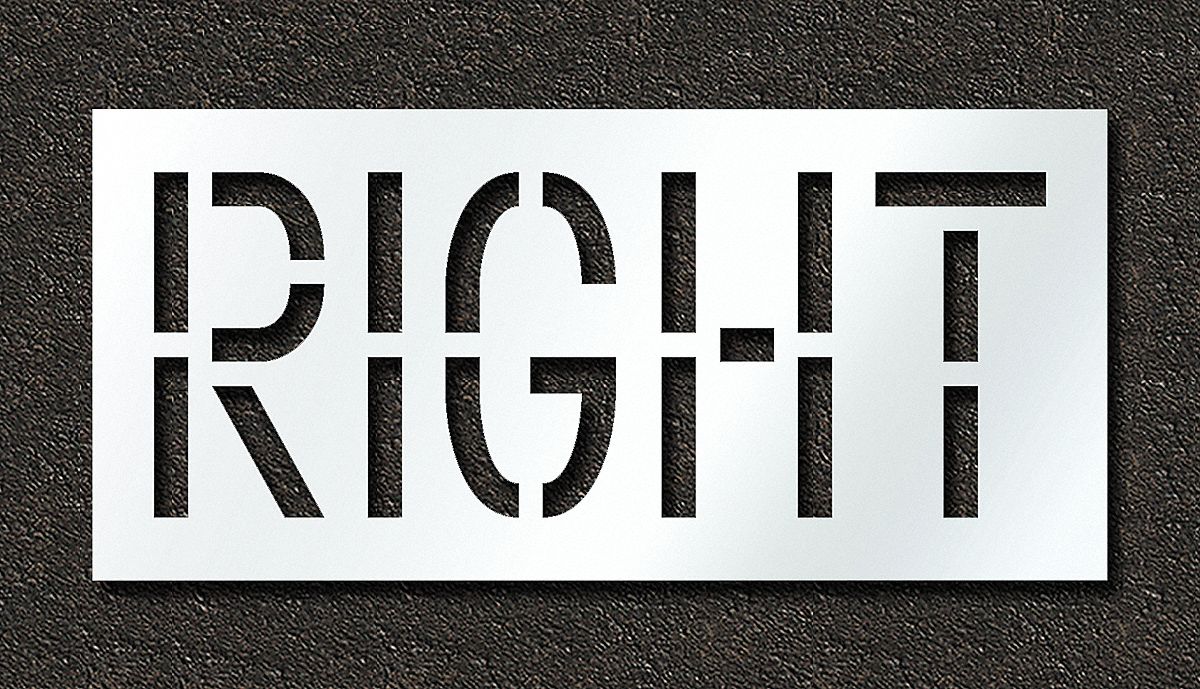 Individual Stencil: Right, 0.125 in Thick, 24 in Overall Ht, 52 in Overall Wd, Highway Gothic
