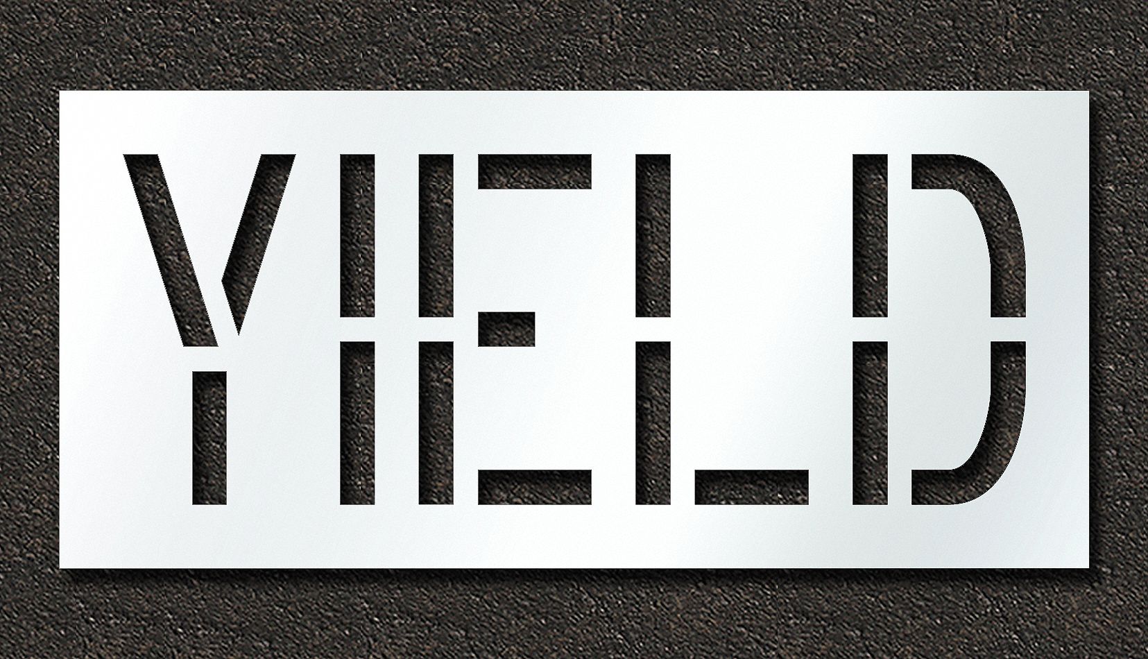 Individual Stencil: Yield, 0.06 in Thick, 24 in Overall Ht, 52 in Overall Wd, Highway Gothic