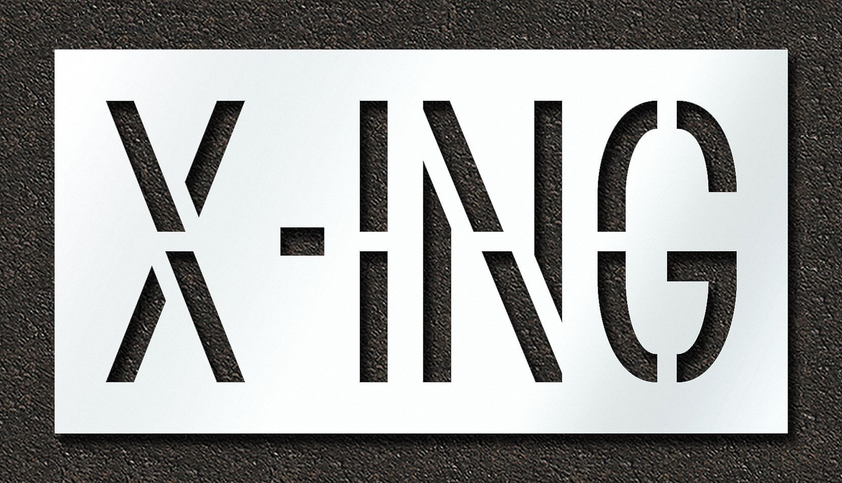 Individual Stencil: X-Ing, 0.06 in Thick, 24 in Overall Ht, 46 in Overall Wd, Highway Gothic