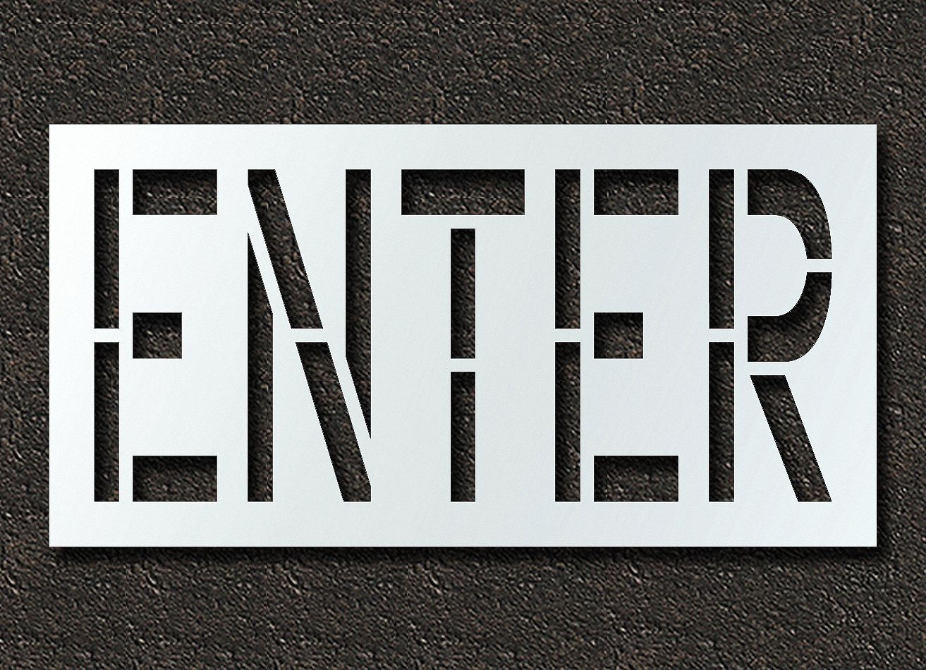 Individual Stencil: Enter, 0.06 in Thick, 30 in Overall Ht, 59 in Overall Wd, Highway Gothic