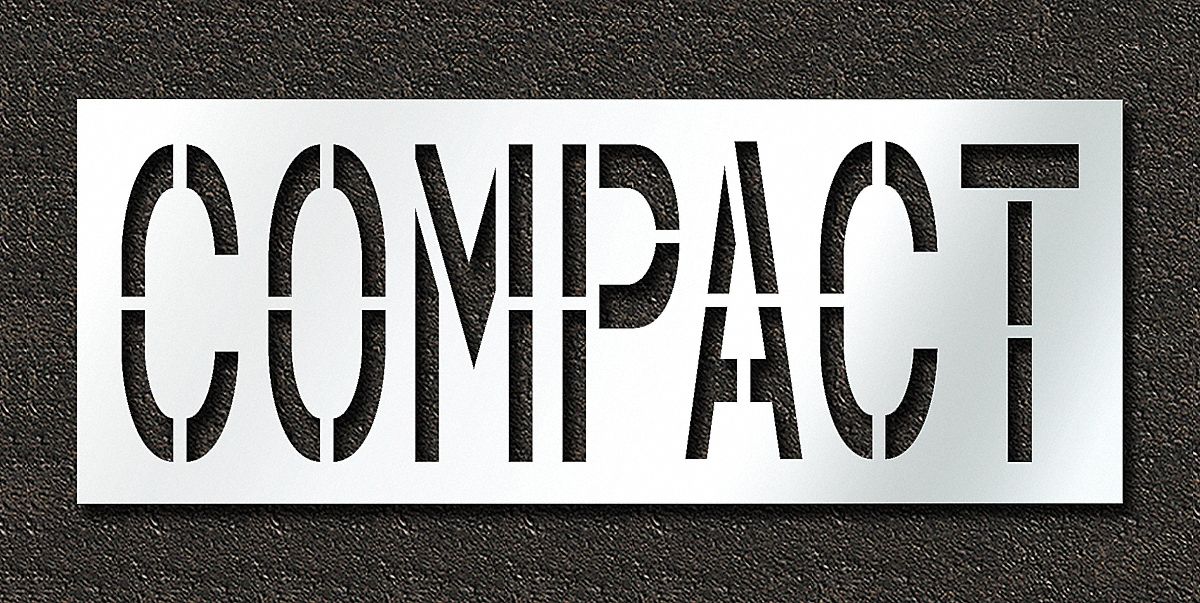 Individual Stencil: Compact, 0.063 in Thick, 30 in Overall Ht, 78 in Overall Wd, Highway Gothic