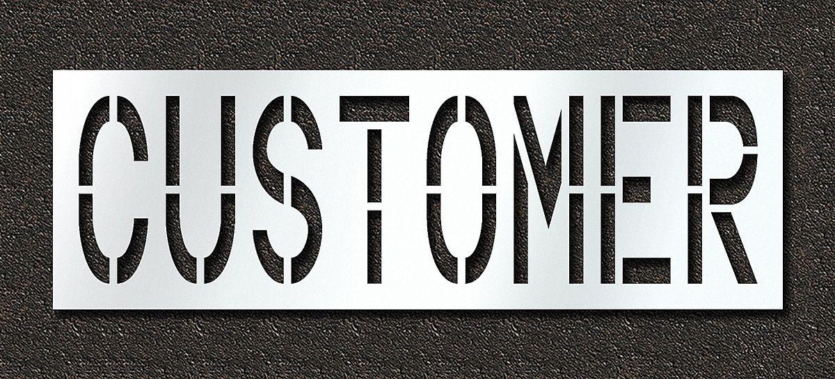 Individual Stencil: Customer, 0.063 in Thick, 30 in Overall Ht, 92 in Overall Wd, Highway Gothic