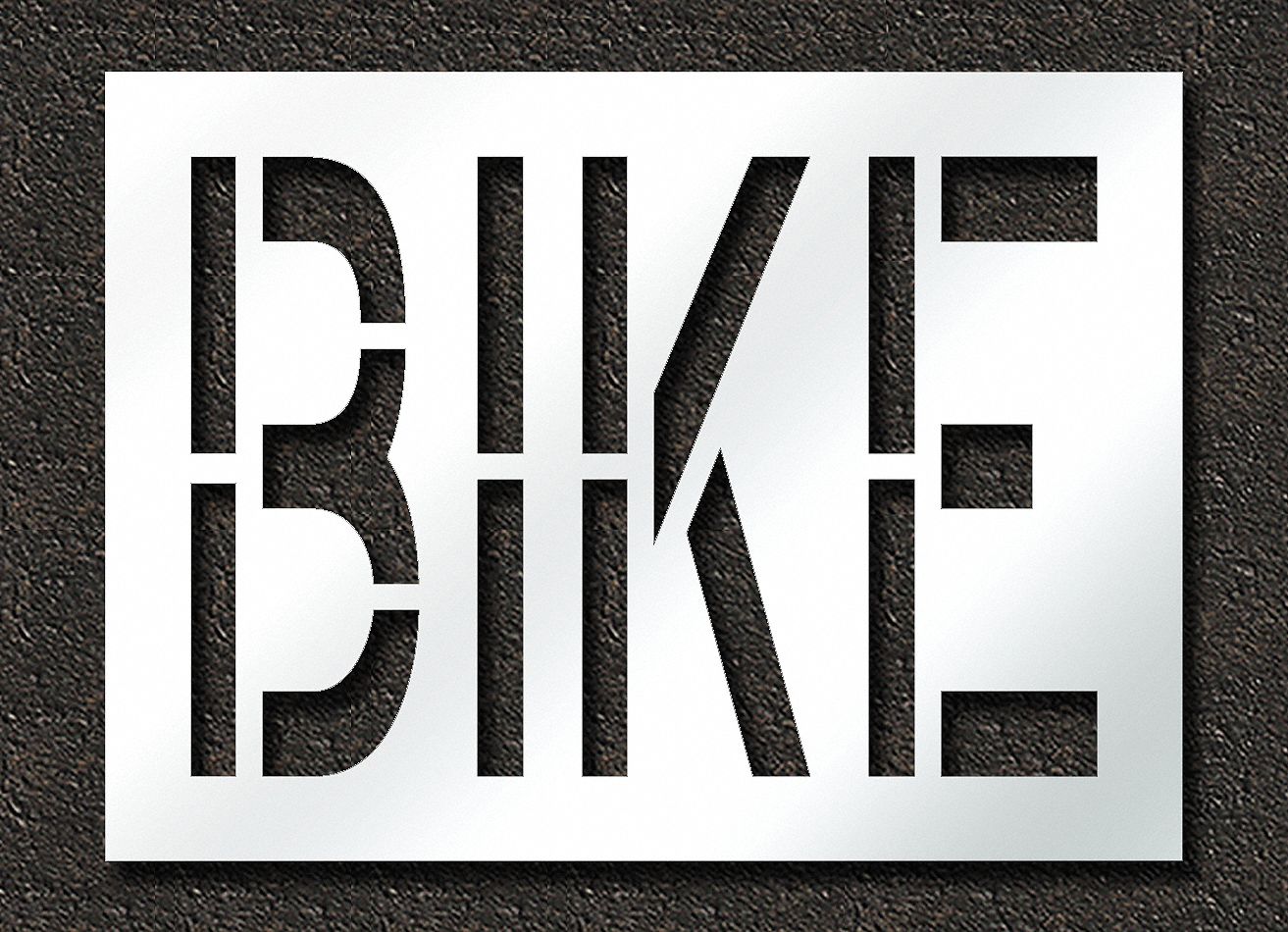 Individual Stencil: Bike, 0.063 in Thick, 30 in Overall Ht, 41 in Overall Wd, Highway Gothic