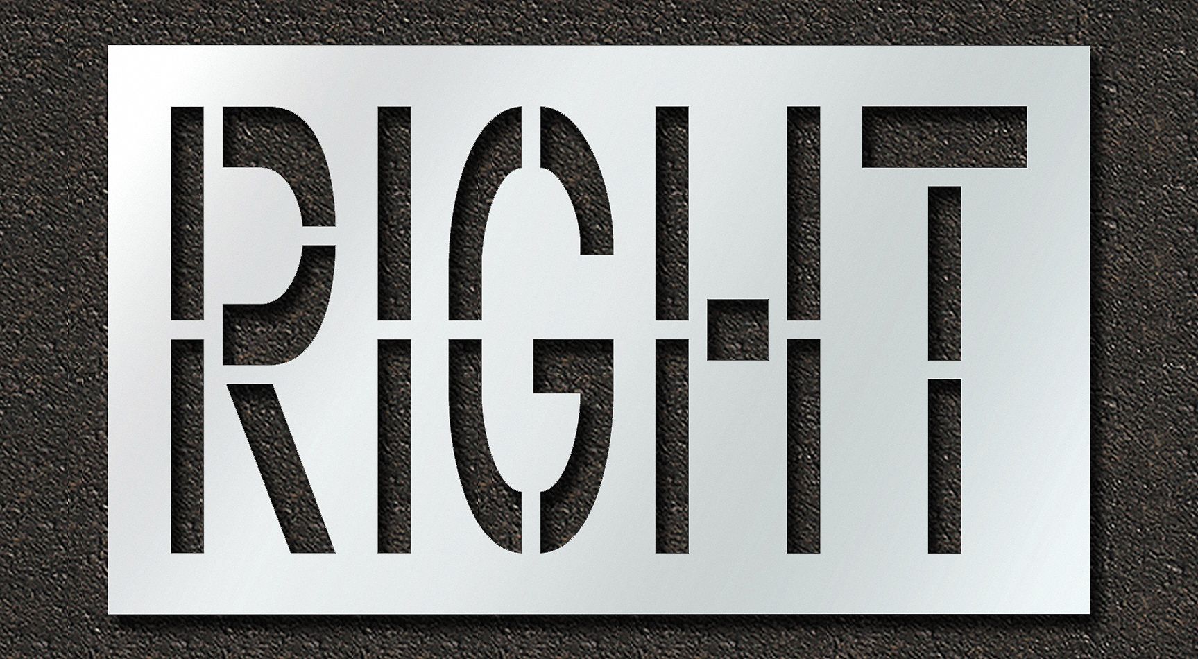 Individual Stencil: Right, 0.063 in Thick, 30 in Overall Ht, 52 in Overall Wd, Highway Gothic