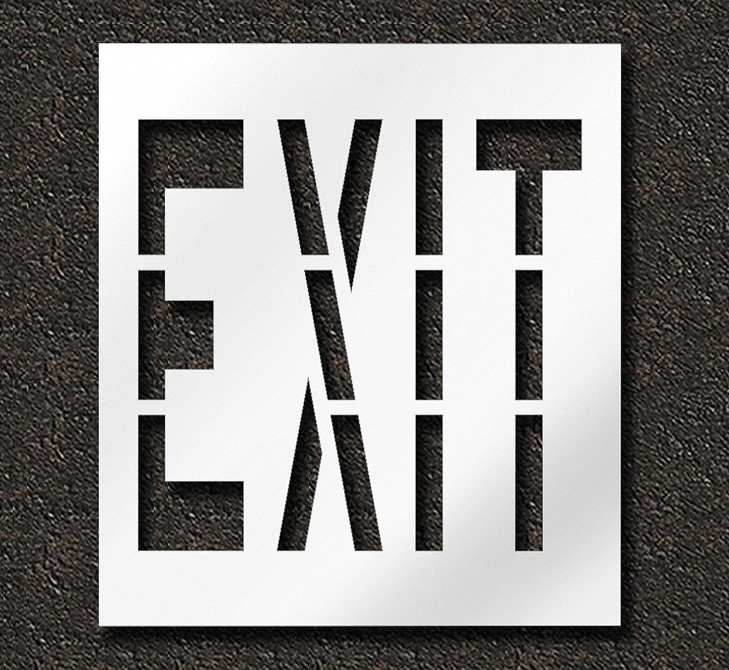 Individual Stencil: Exit, 0.063 in Thick, 48 in Overall Ht, 43 in Overall Wd, Highway Gothic
