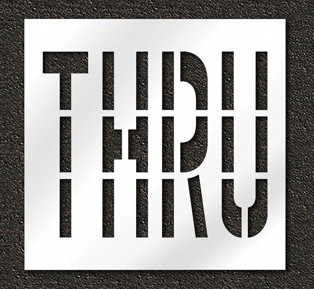 Individual Stencil: Thru, 0.063 in Thick, 48 in Overall Ht, 50 in Overall Wd, Highway Gothic
