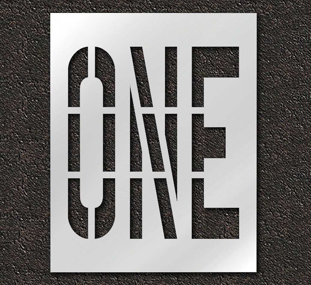 Individual Stencil: One, 0.063 in Thick, 48 in Overall Ht, 38 in Overall Wd, Highway Gothic, Message