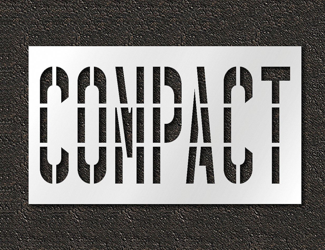 Individual Stencil: Compact, 0.063 in Thick, 48 in Overall Ht, 83 in Overall Wd, Highway Gothic