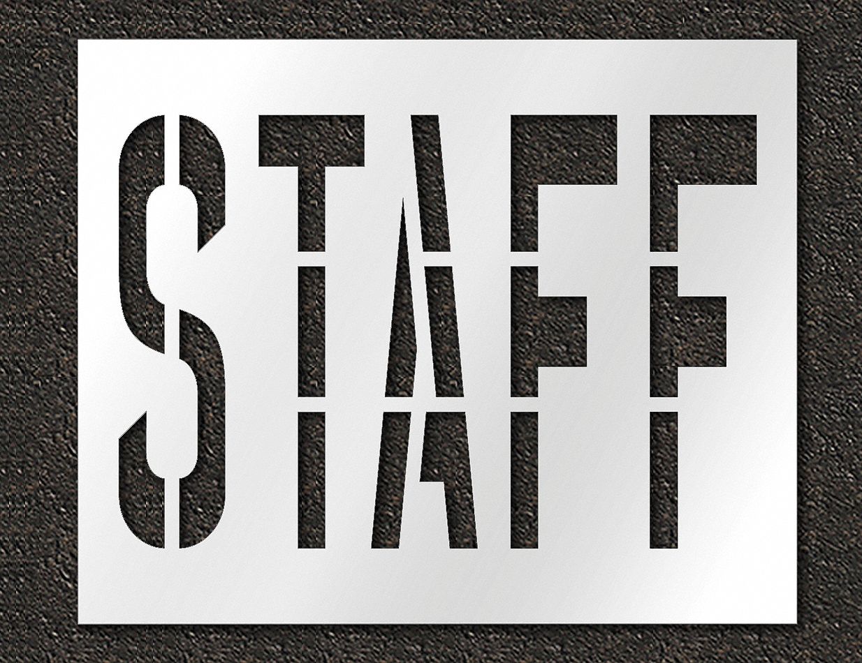 Individual Stencil: Staff, 0.063 in Thick, 48 in Overall Ht, 59 in Overall Wd, Highway Gothic