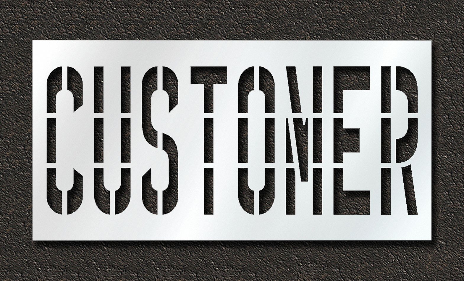 Individual Stencil: Customer, 0.063 in Thick, 48 in Overall Ht, 96 in Overall Wd, Highway Gothic