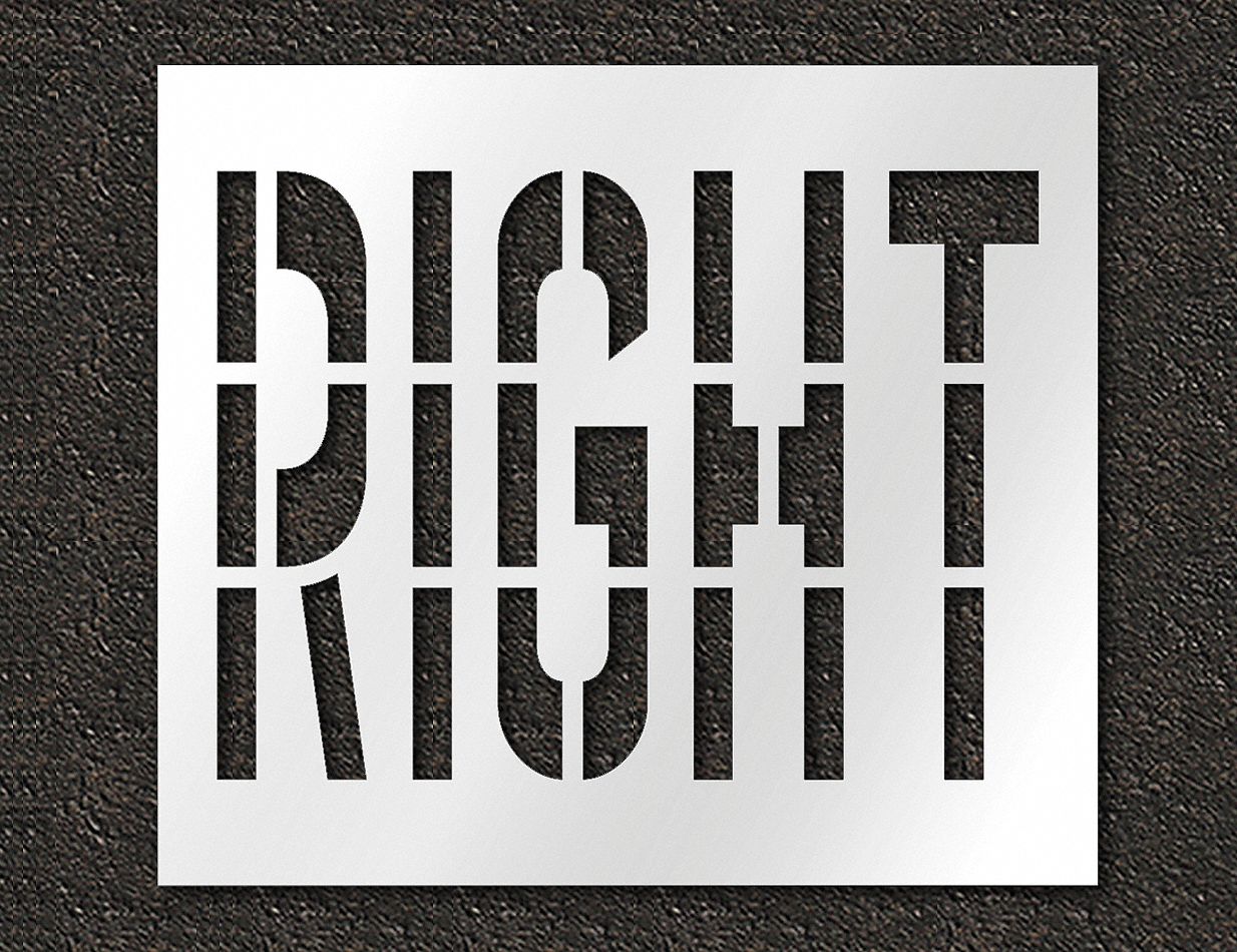 Individual Stencil: Right, 0.063 in Thick, 48 in Overall Ht, 55 in Overall Wd, Highway Gothic