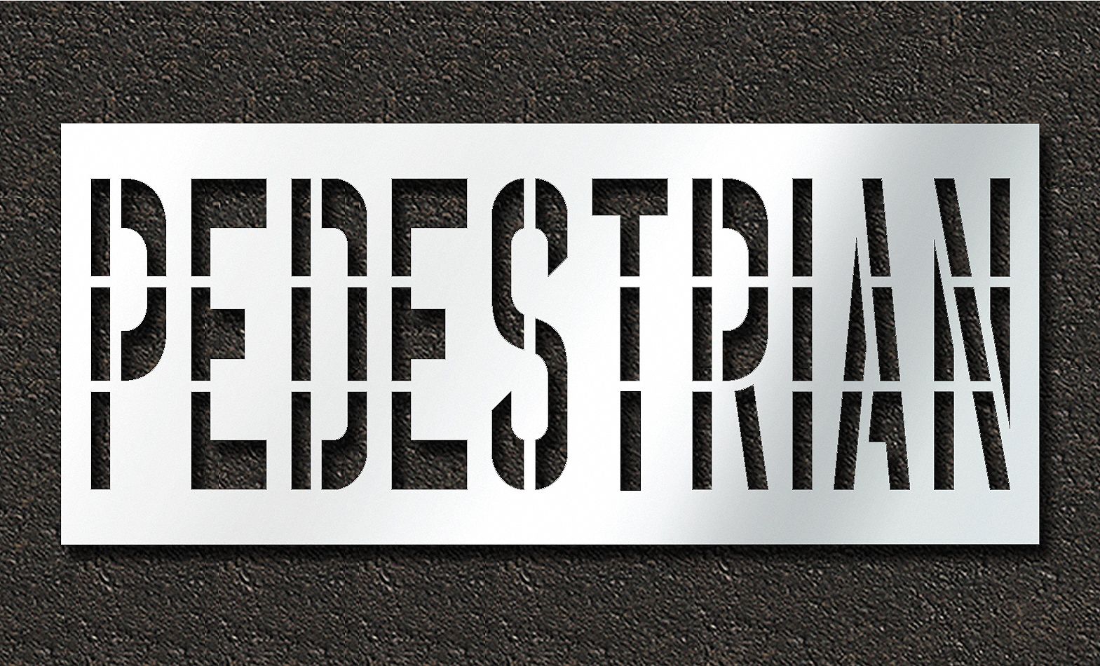 Individual Stencil: Pedestrian, 0.063 in Thick, 48 in Overall Ht, 112 in Overall Wd, Highway Gothic