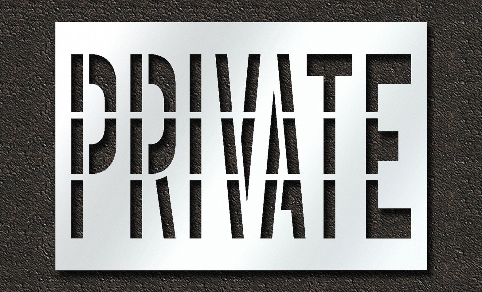 Individual Stencil: Private, 0.063 in Thick, 48 in Overall Ht, 72 in Overall Wd, Highway Gothic