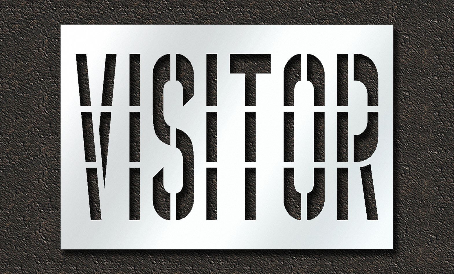 Individual Stencil: Visitor, 0.063 in Thick, 48 in Overall Ht, 71 in Overall Wd, Highway Gothic