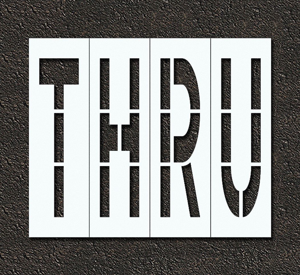 Individual Stencil: Thru, 0.063 in Thick, 60 in Overall Ht, 72 in Overall Wd, Highway Gothic