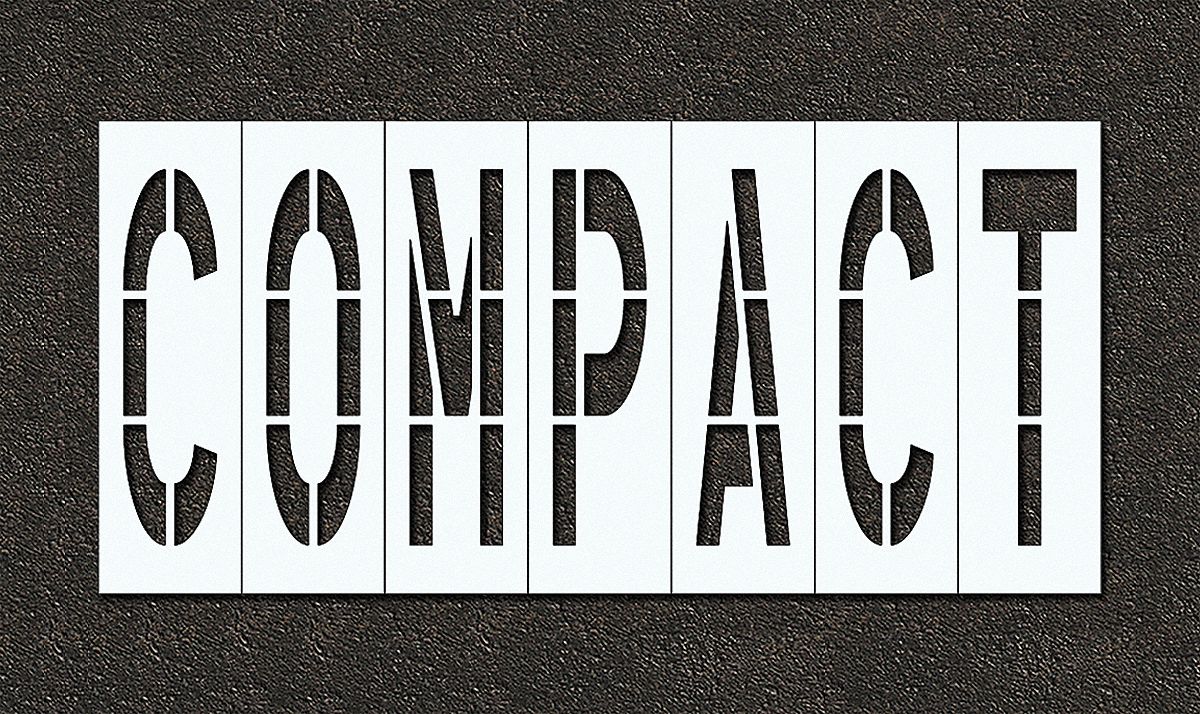 Individual Stencil: Compact, 0.063 in Thick, 60 in Overall Ht, 126 in Overall Wd, Highway Gothic