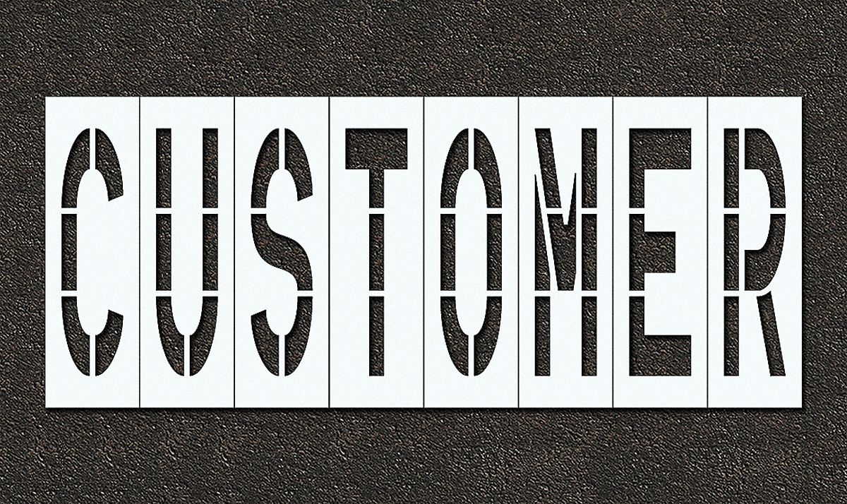 Individual Stencil: Customer, 0.063 in Thick, 60 in Overall Ht, 144 in Overall Wd, Highway Gothic