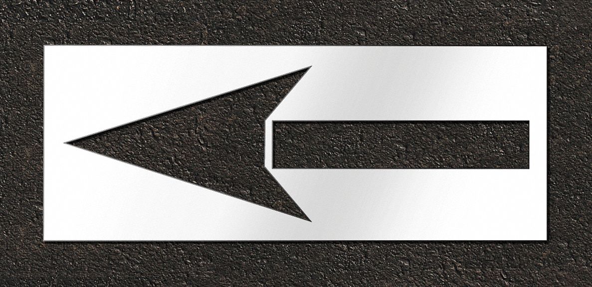 Individual Stencil: Arrow, 30 in Overall Wd, 78 in Overall Ht, 0.063 in Thick, Polyethylene