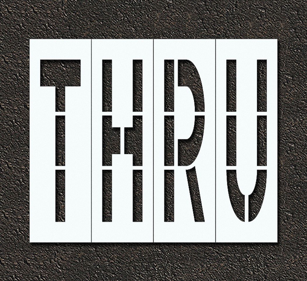 Individual Stencil: Thru, 0.063 in Thick, 104 in Overall Ht, 96 in Overall Wd, Highway Gothic
