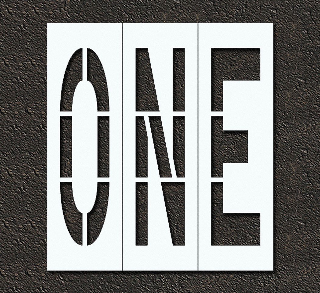 Individual Stencil: One, 0.063 in Thick, 104 in Overall Ht, 72 in Overall Wd, Highway Gothic