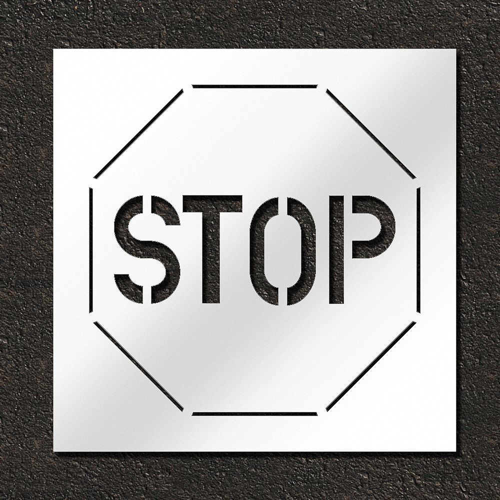 Individual Stencil: Stop, 30 in x 30 in Message Size (WxH), 36 in x 36 in Stencil Size (WxH)