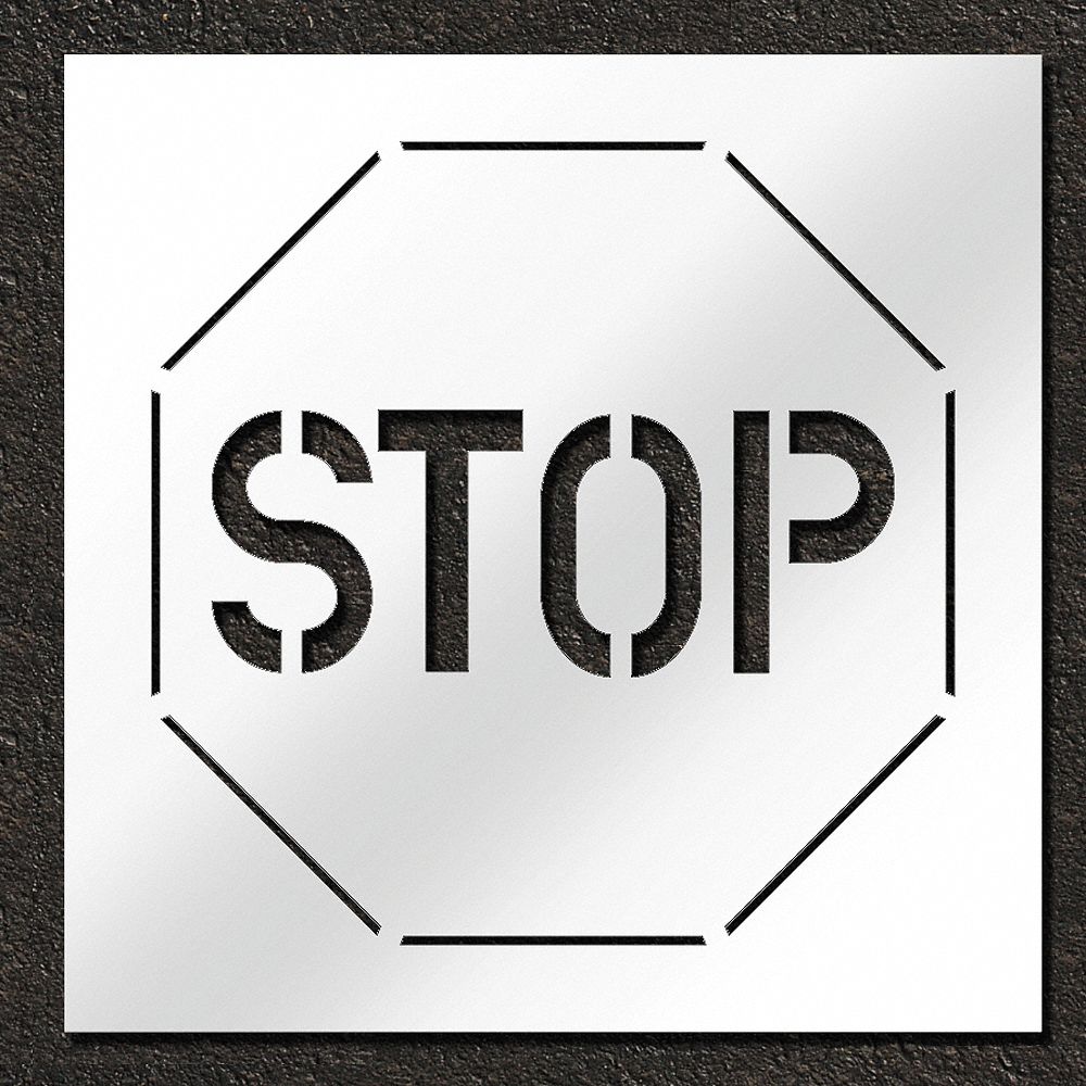 Individual Stencil: Stop, 60 in x 60 in Message Size (WxH), 66 in x 66 in Stencil Size (WxH)