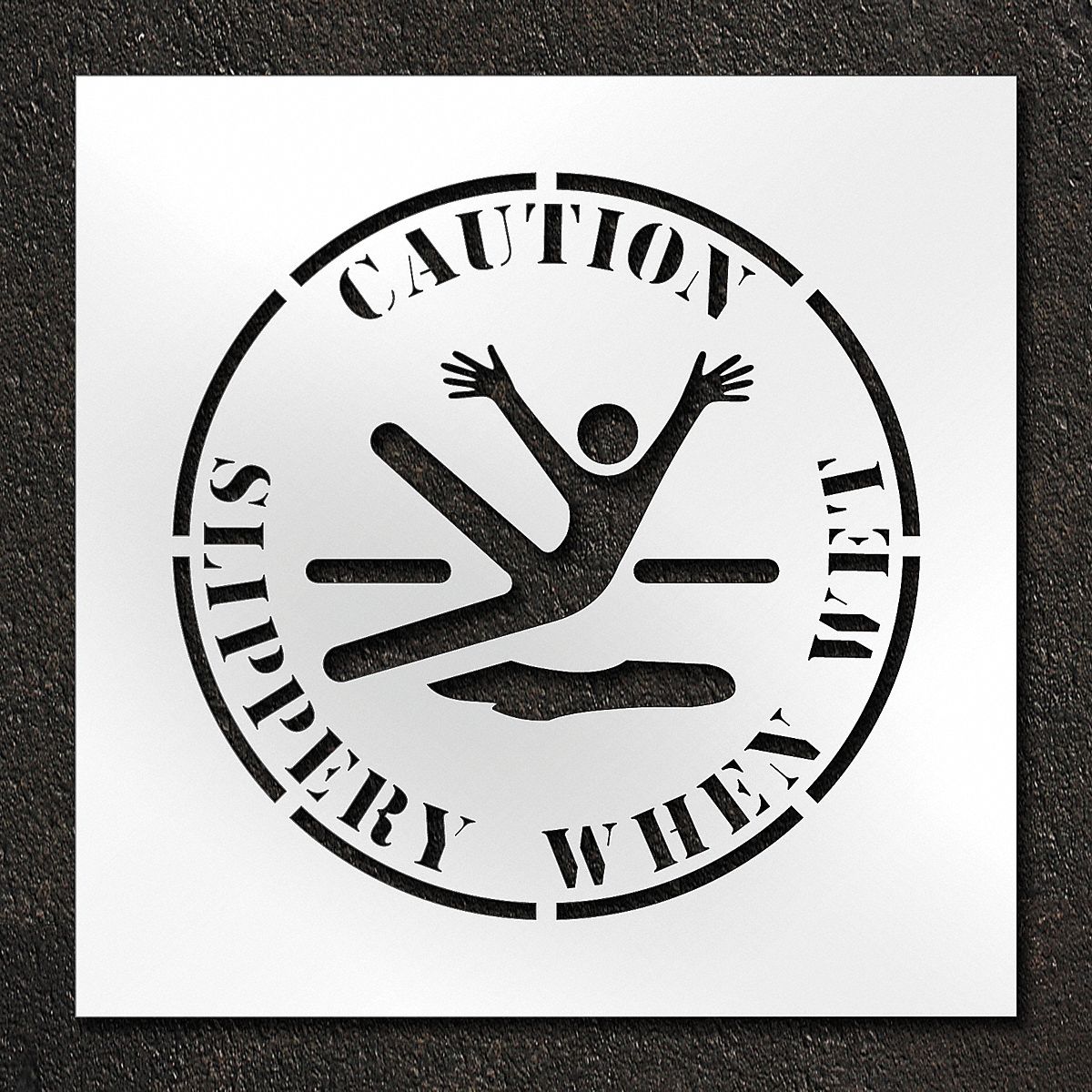 Individual Stencil: Caution Slippery When Wet, 24 in x 24 in Message Size (WxH), Polyethylene
