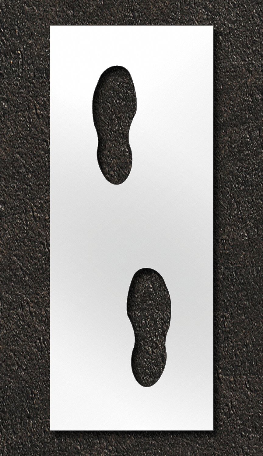 Individual Stencil: Foot Steps, 6 in x 24 in Message Size (WxH), 12 in x 30 in Stencil Size (WxH)