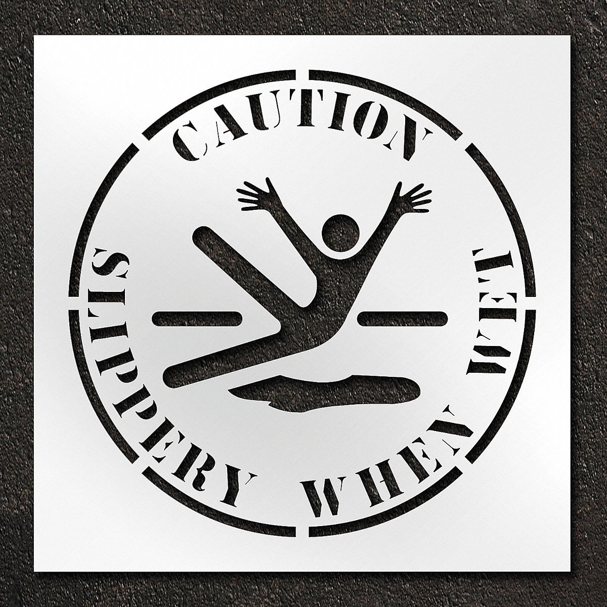 Individual Stencil: Caution Slippery When Wet, 42 in x 42 in Message Size (WxH), Polyethylene