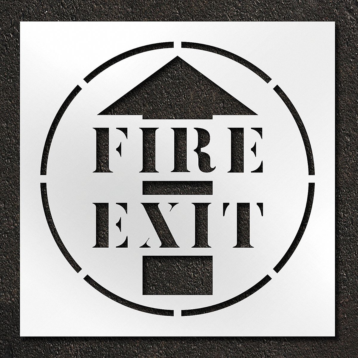 Individual Stencil: Fire Exit, 42 in x 42 in Message Size (WxH), 48 in x 48 in Stencil Size (WxH)