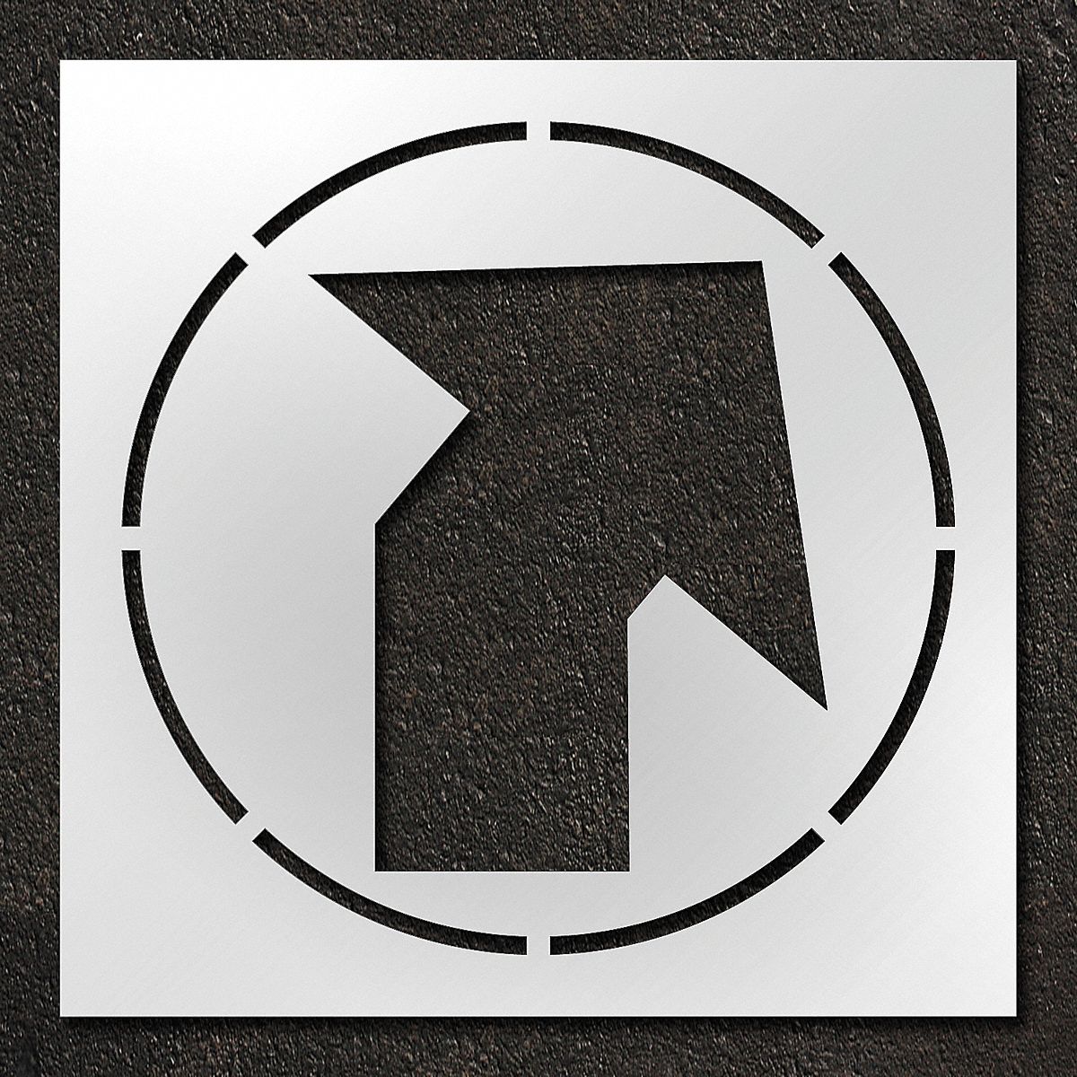 Individual Stencil: Angled Arrow, 42 in x 42 in Message Size (WxH), 48 in x 48 in Stencil Size (WxH)