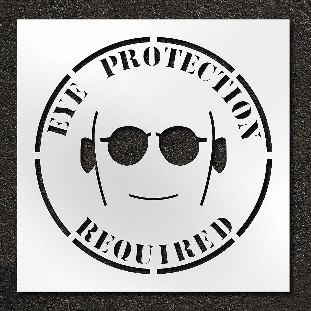 Individual Stencil: Eye Protection Required, 42 in x 42 in Message Size (WxH), Polyethylene