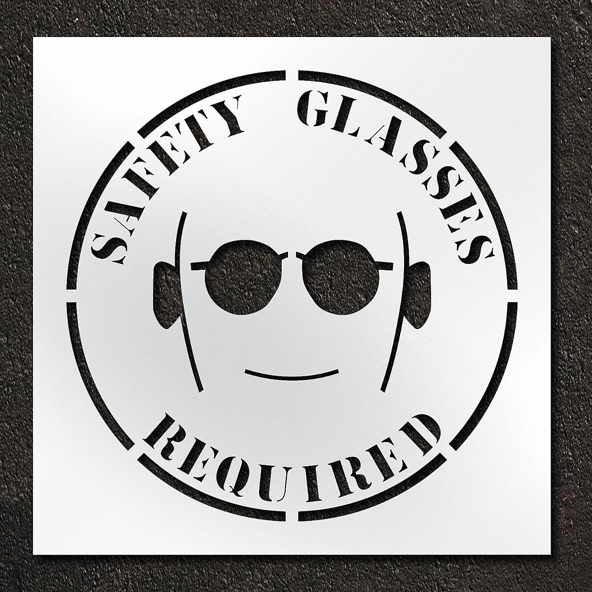 Individual Stencil: Safety Glasses Required, 42 in x 42 in Message Size (WxH), Polyethylene