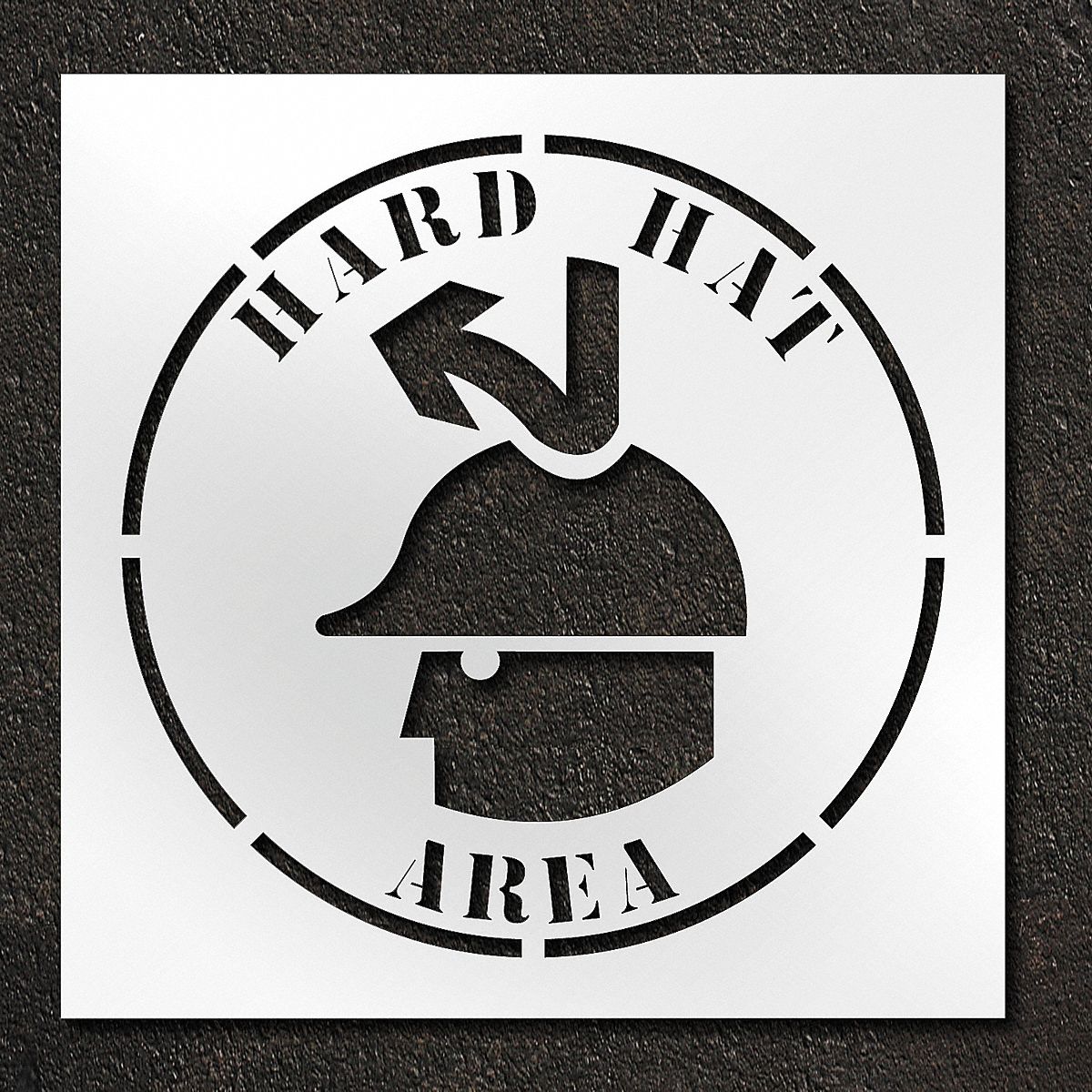 Individual Stencil: Hard Hat Area, 42 in x 42 in Message Size (WxH), Polyethylene