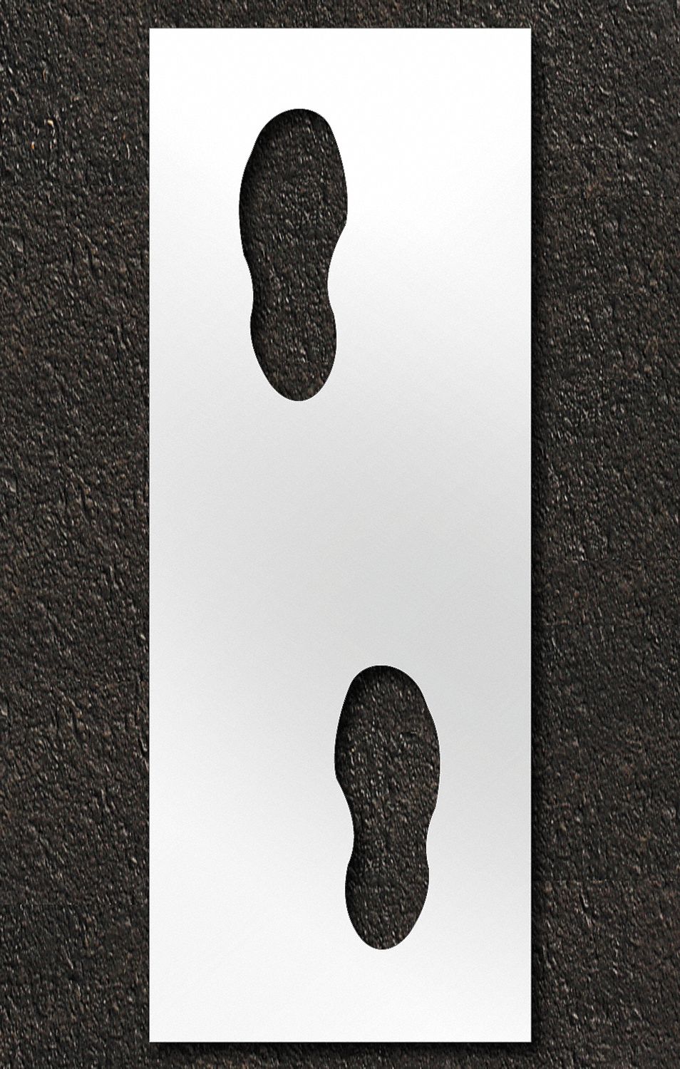 Individual Stencil: Foot Steps, 42 in x 42 in Message Size (WxH), 18 in x 48 in Stencil Size (WxH)