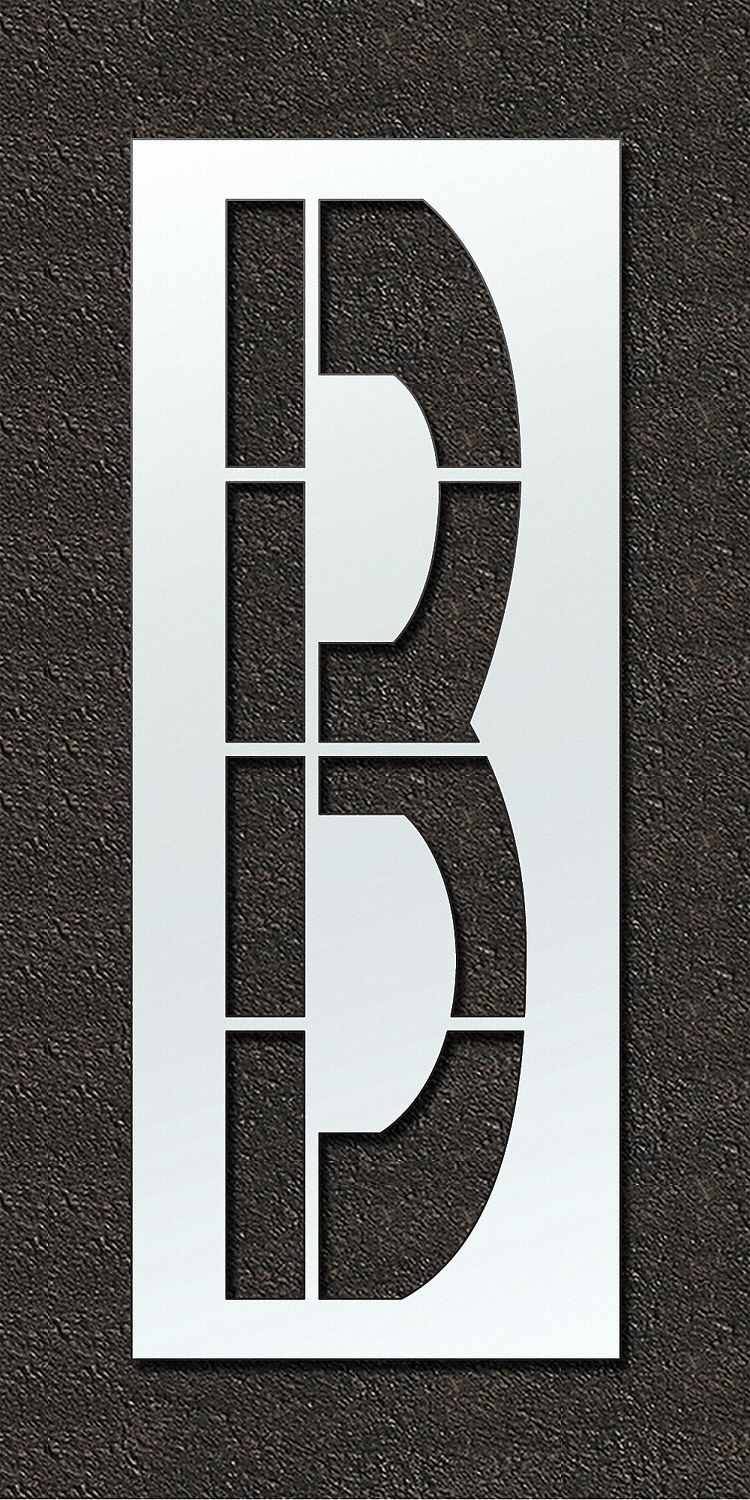 Individual Stencil: B, 48 in Overall Wd, 120 in Overall Ht, 0.125 in Thick, Polyethylene, 0.13 in