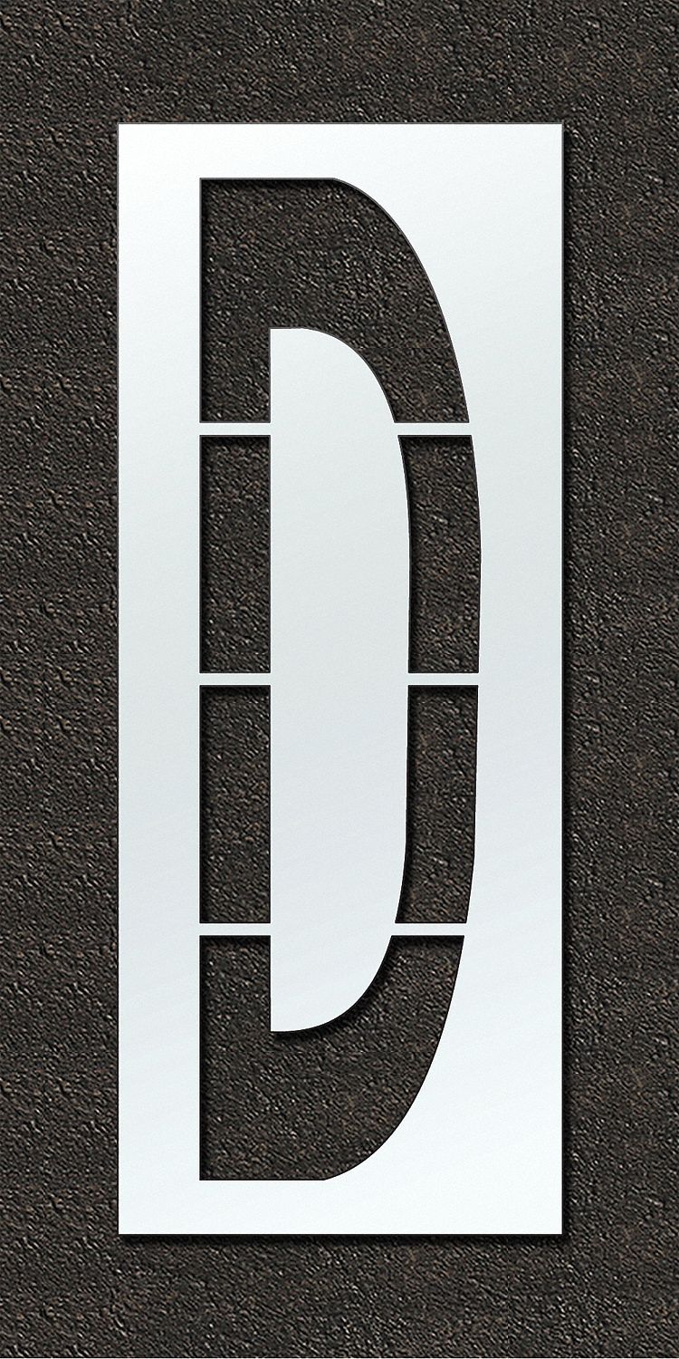 Individual Stencil: D, 48 in Overall Wd, 120 in Overall Ht, 0.125 in Thick, Polyethylene, 0.13 in