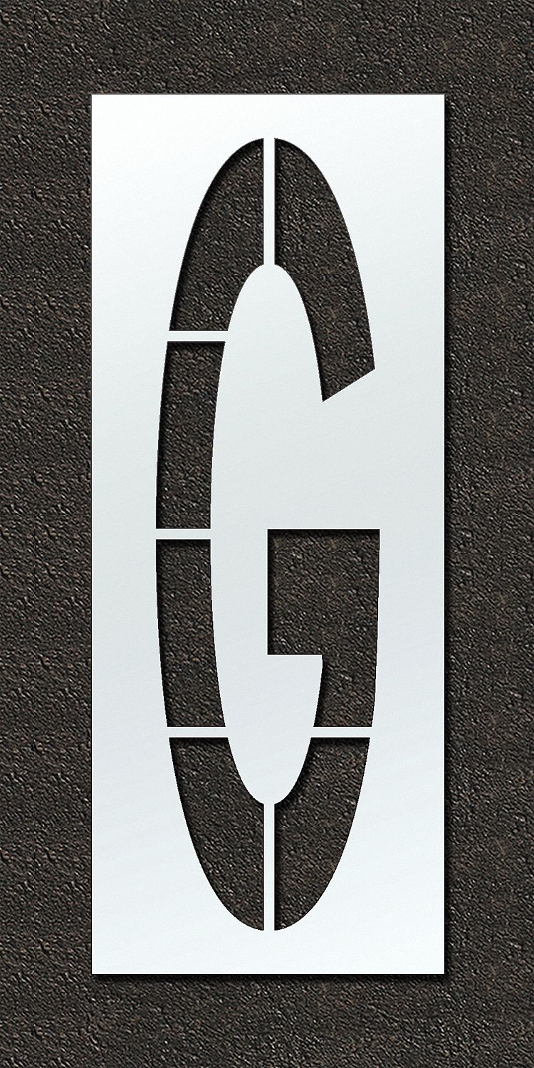 Individual Stencil: G, 48 in Overall Wd, 120 in Overall Ht, 0.125 in Thick, Polyethylene, 0.13 in