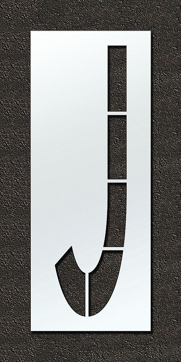 Individual Stencil: J, 48 in Overall Wd, 120 in Overall Ht, 0.125 in Thick, Polyethylene, 0.13 in