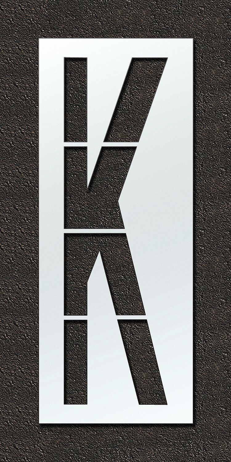 Individual Stencil: K, 48 in Overall Wd, 120 in Overall Ht, 0.125 in Thick, Polyethylene, 0.13 in